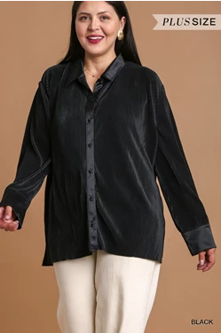 Umgee Plus Satin Button Down Top