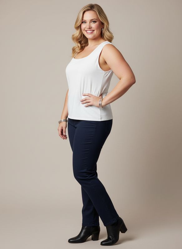 Spin Double Front &amp; Back Scoop Neck Tank Plus