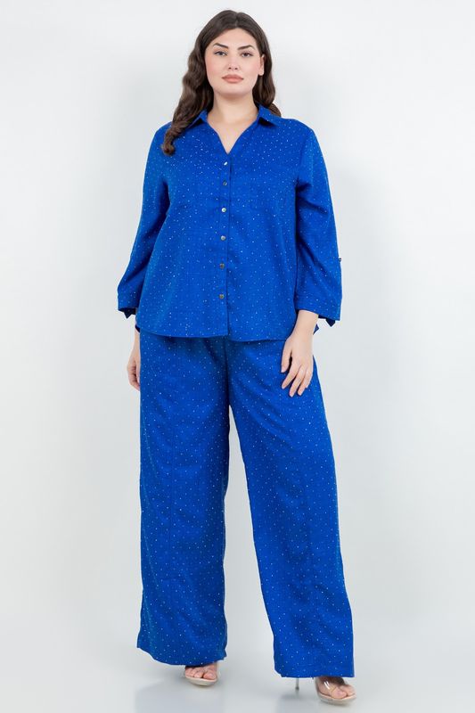 Spin Plus Button Down Top W/ Tab Sleeve