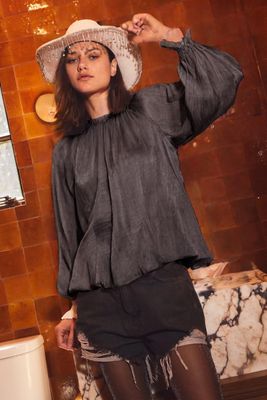 Oddi Plus Crinkled Lurex Blouse