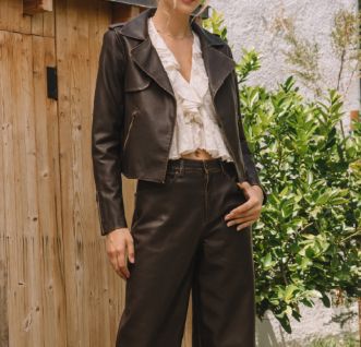 Skies Are  Blue Distressed Pu Moto Jacket XL