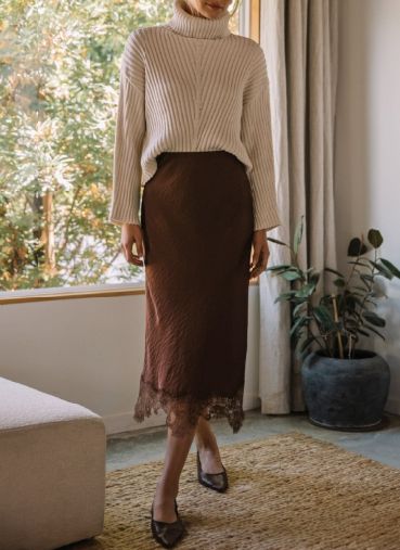 Skies Are Blue Lace Trim Skirt