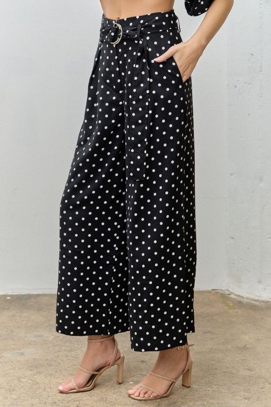 Polagram Curvy Polkadot D-ring Belt Pants