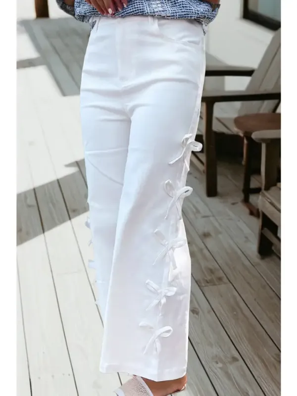 66Disco Valentine Bow Detail Straight Leg Jeans