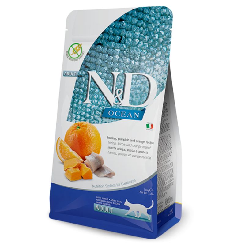 Herring, Pumpkin &amp; Orange - N&amp;D Ocean - Farmina - cat