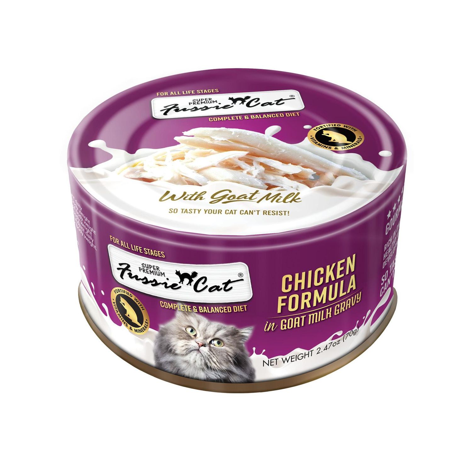 Fussie Cat Chicken Formula in Goat Milk Gravy Wet Cat Food Can, 2.47-oz