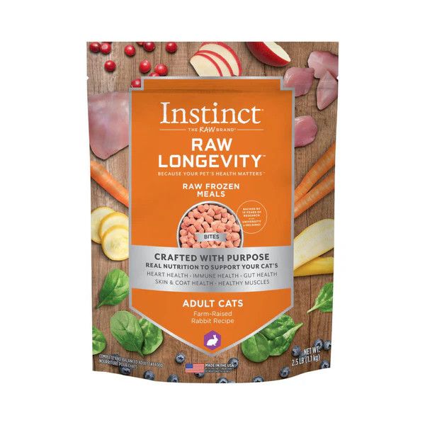 Instinct Raw Longevity Frozen Bites Farm-Raised Rabbit Cat Food