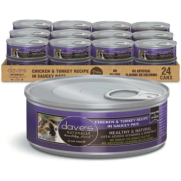 DAVE'S PET FOOD GF SAUCEY PATE CHICKEN TURKEY 5.5OZ
