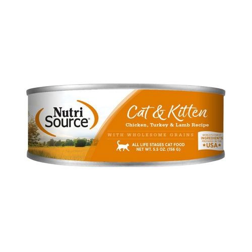Nutrisource Cat &amp; Kitten All Life Stages Canned Cat Food Chicken, Turkey &amp; Lamb 5.5Oz