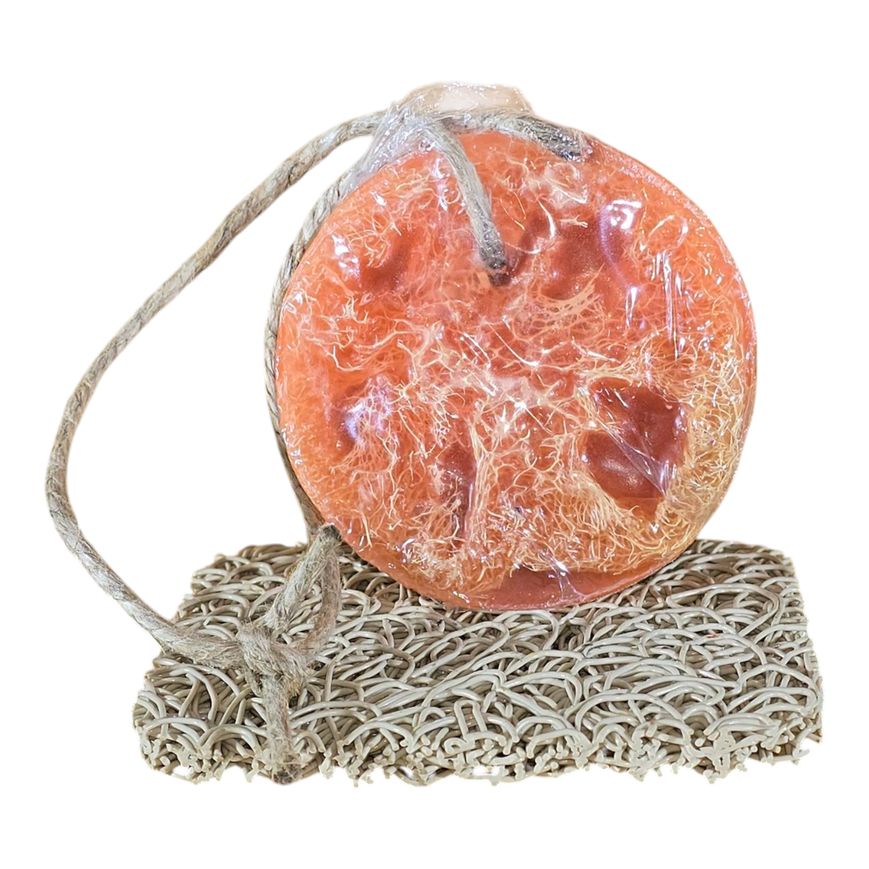 Loofah Soap on Rope - Orange
