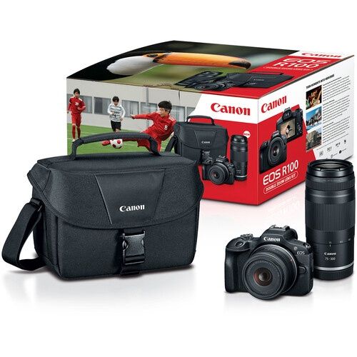 Canon EOS R100 Mirrorless Camera w/ 18-45mm and 75-300mm Lens Kit