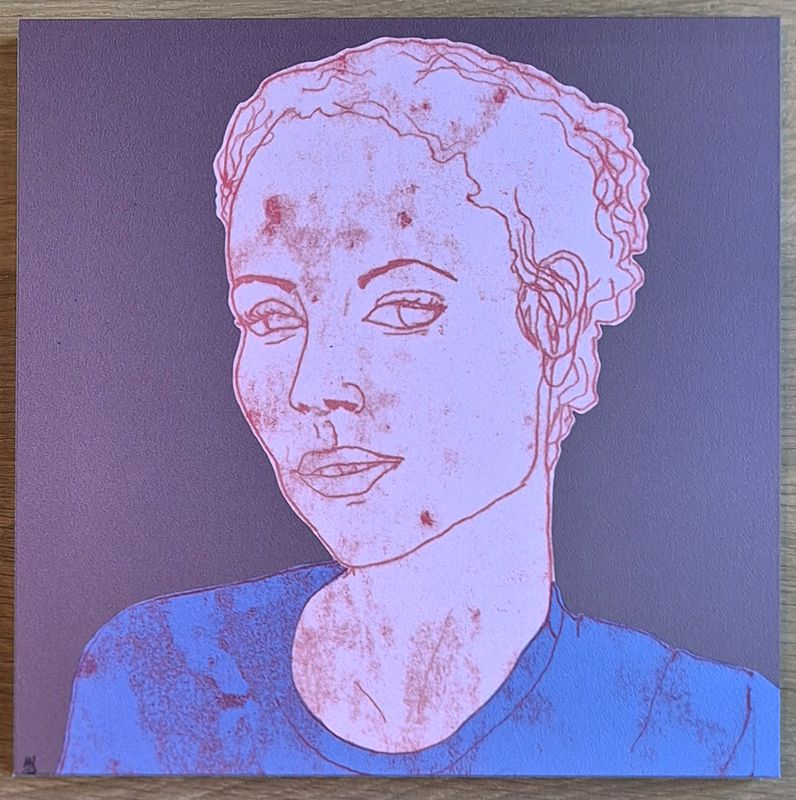 Kachelbild "Frauenporträt rosa-grau"