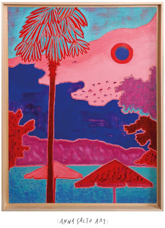 "Sunblood", 2026, Acrylfarbe und Tusche auf Leinwand