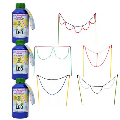 Zestaw do baniek mydlanych XXL 7,5L płyn + 5 kijków sznurek duże bańki