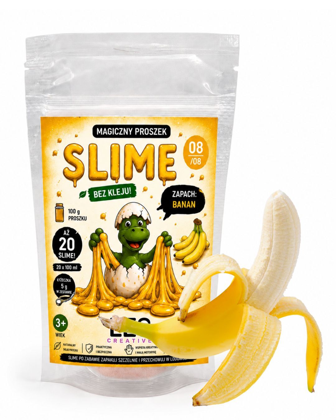 Slime zapachowy BANAN bez kleju proszek na 20 slimów