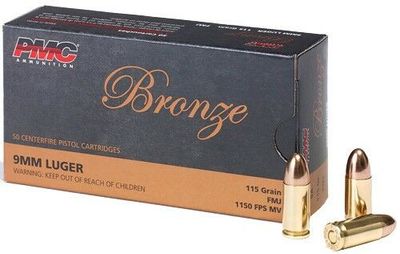 PMC Bronze 9MM 115 grain FMJ 50 round box
