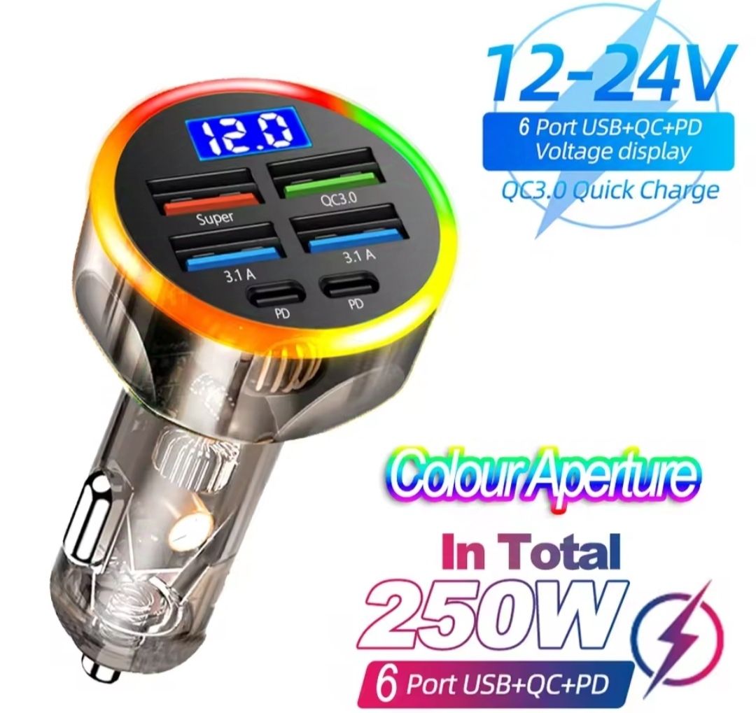 250W USB C Type C Car Charger,