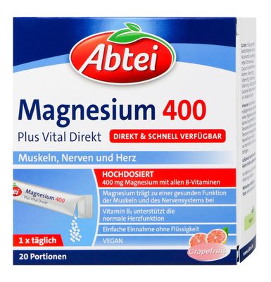 德國Abtei Magnesium 400 Plus Direkt, 20 入