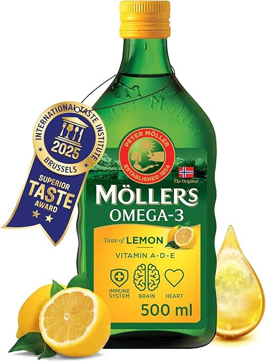 Möller&#39;s Omega 3 Cod Liver Oil | Nordic Omega 3 Dietary Supplement with EPA, DHA, Vitamin A, D,  E 500ml/$1050 （匯率 35）檸檬
