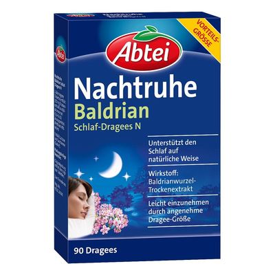 德國Abtei 夜間纈草安眠 Nachtruhe Baldrian Schlaf-Dragees 90入