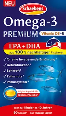 Schaebens Omega 3 Lachs- &amp; Fischöl Kapseln 90 St., 79 g