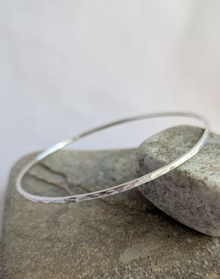 Hammered Texture Bangle (Square Profile)