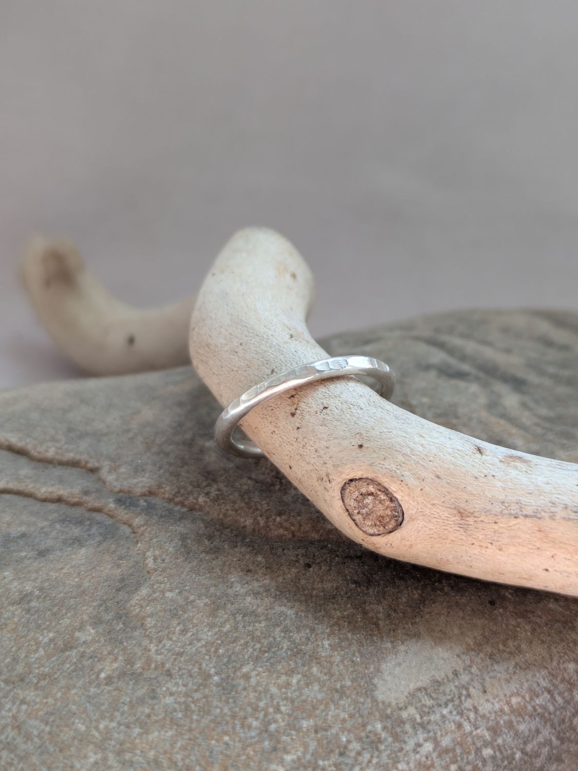 Bark Textured Stacking Ring (Round Profile)