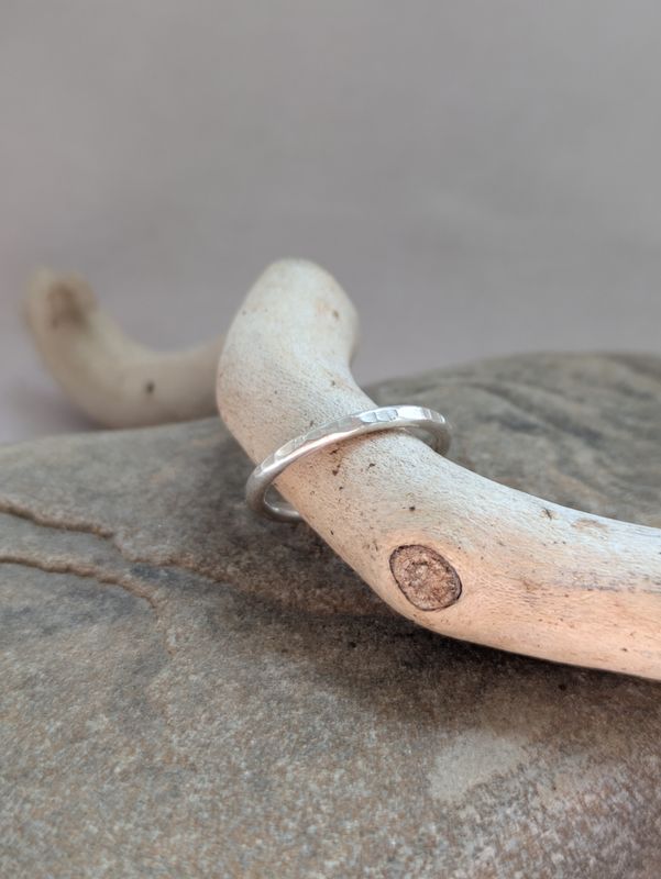 Bark Textured Stacking Ring (Round Profile)
