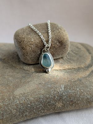 Sea Glass Pendant Blues