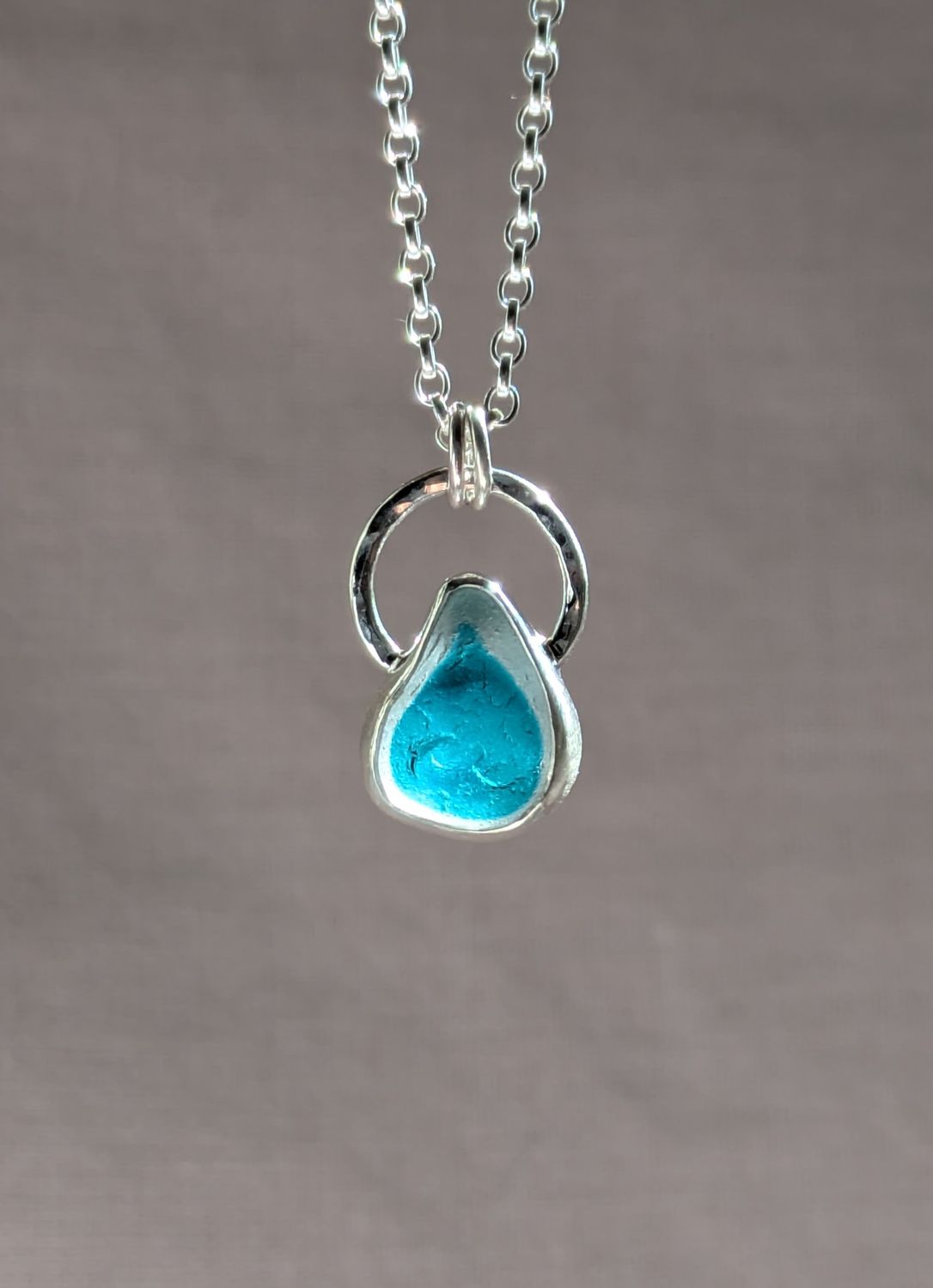Sea Glass Water Drop Pendant