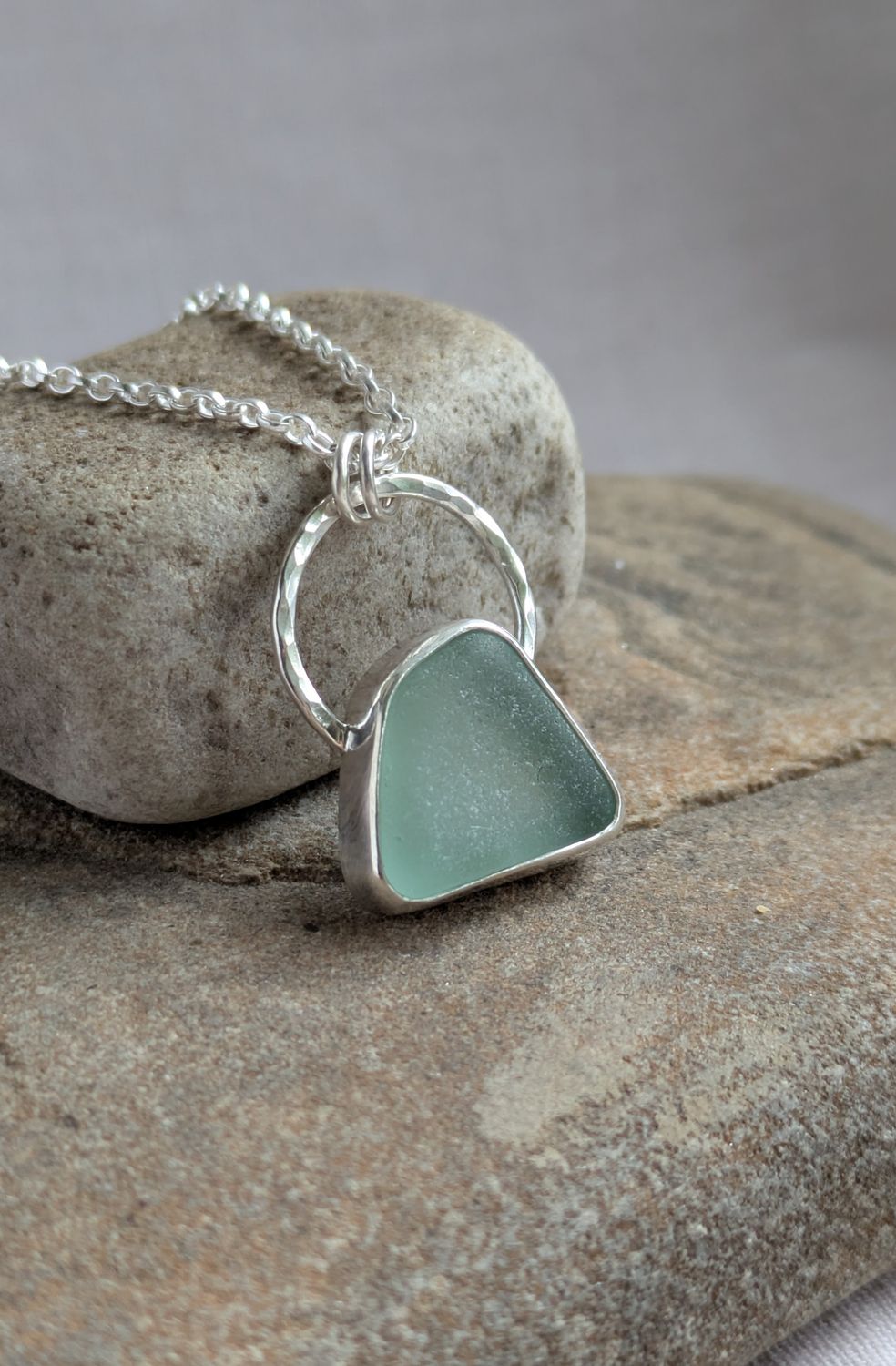 Sun &amp; Mountain Sea Glass Pendant #2