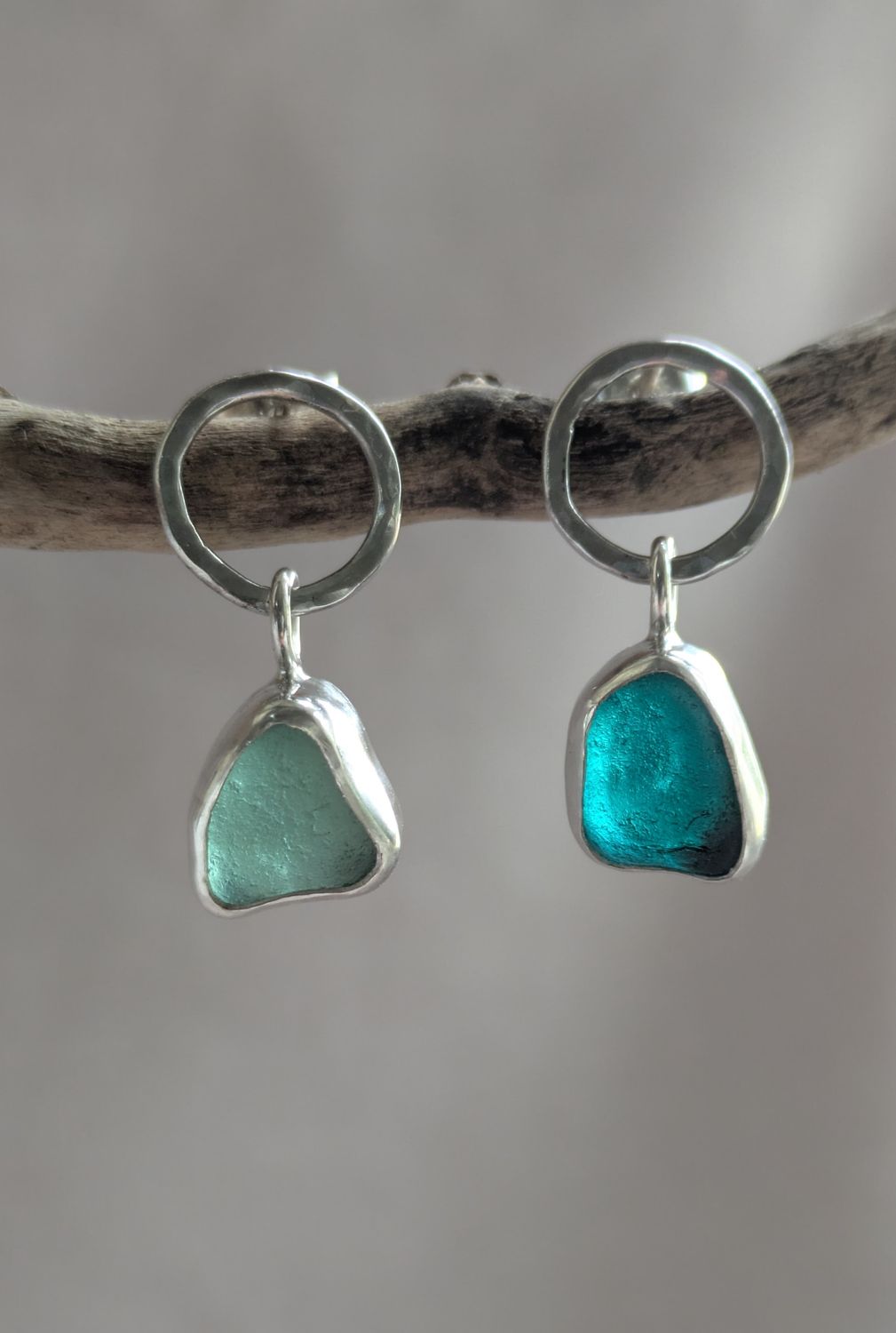 Sea Glass Stud Drop Earrings #1