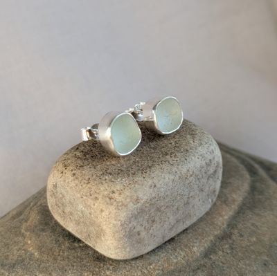 Sea Glass Stud Earrings #3
