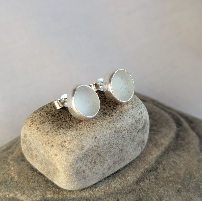 Sea Glass Stud Earrings #1