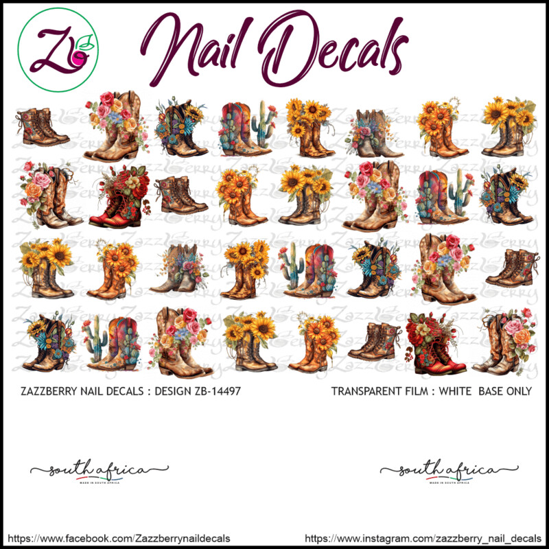Floral Boots Nail Decals / Nail Stickers/ Nail Art