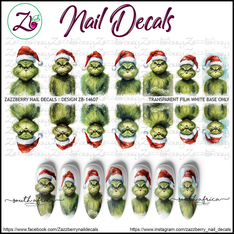 Grumpy Grinch Nail Decals / Nail Art / Nail Stickers