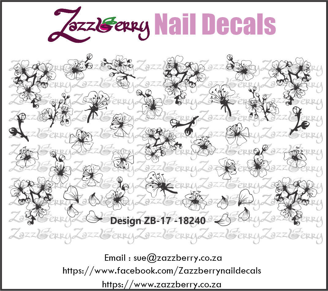 Cherry Blossom Outline Nail Decals Cherry Blossom Outline Nail Decals