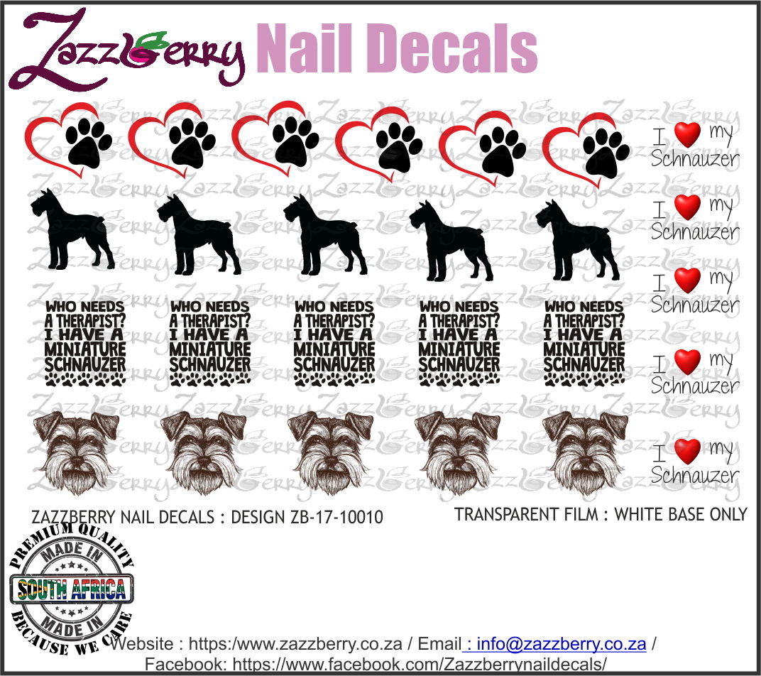 Schnauzer Love Nail Decals Schnauzer Love Nail Decals