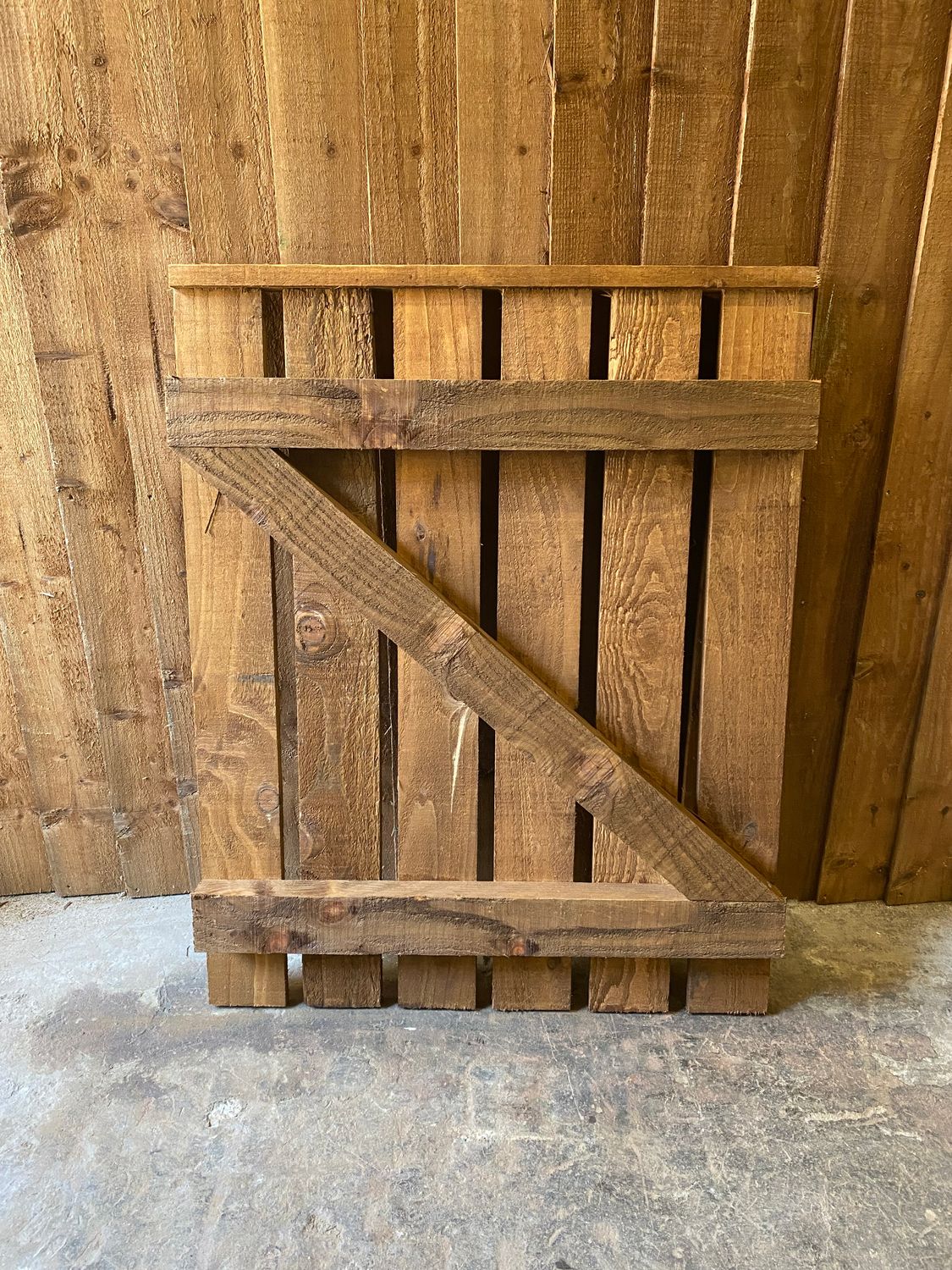 Back view of hit and miss wooden pedestrian gate – pressure treated timber
