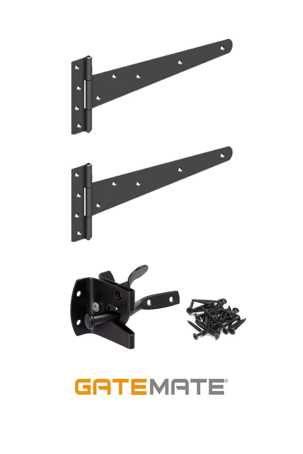GATEMATE 16” T-Hinge + Black Thumb Latch Set