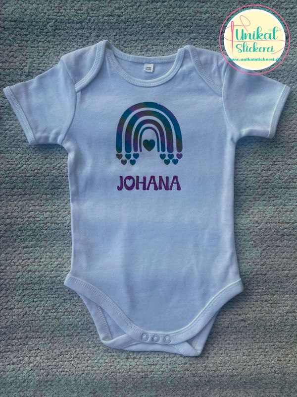 Babybody Personalisierte "Glitzer Regenbogen"