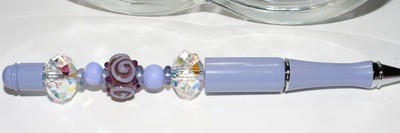Elegant Jeweled Writing Pen: Lilac with Lampwork Bead and Chunky Swarovski Crystal