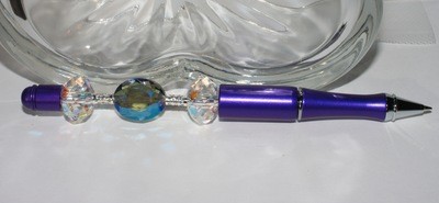 SOLD Elegant Jeweled Writing Pen: Purple Elegance with Chunky Swarovski Crystals