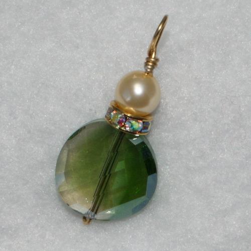 Green and Cream with Bling Pendant