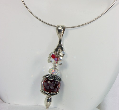 Red Lampwork Bead ~Flower Kissed Cleavage~ Necklace