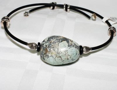 SOLD African Turquoise Choker Necklace with Magnetic clasp