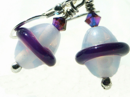 Majestic Purple Swirls Beaded Earrings