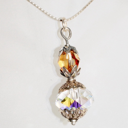 Chunky Swarovski Crystal Necklace with Sterling Silver Chain
