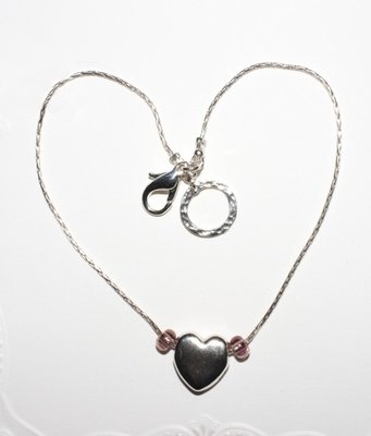 Sterling Silver Anklet 10 inch Ankle Bracelet with Silver Heart