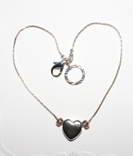 Sterling Silver Anklet 10 inch Ankle Bracelet with Silver Heart
